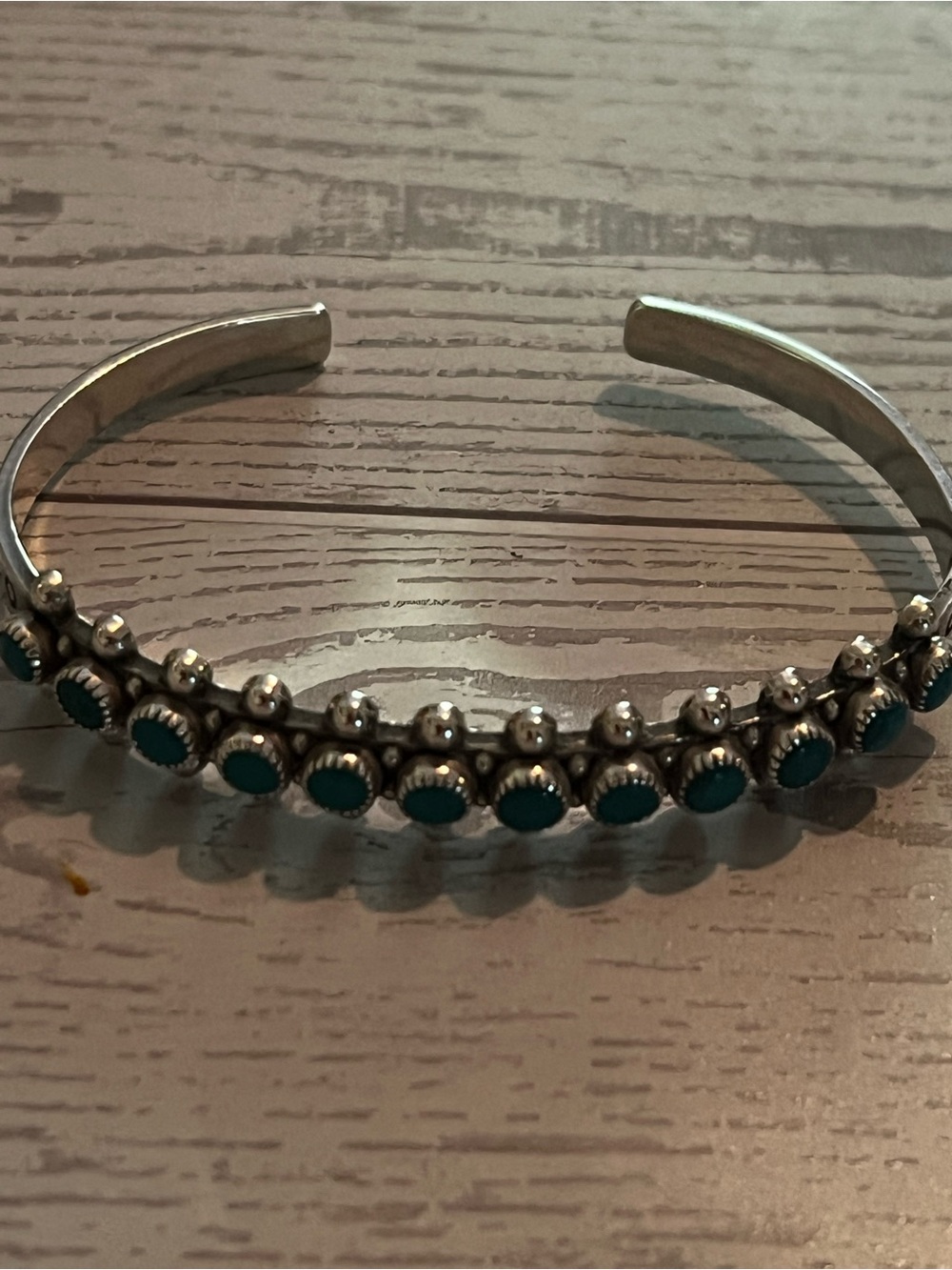 Vintage North American Zuni Turquoise 925 Bracelet - Picture 2 of 4